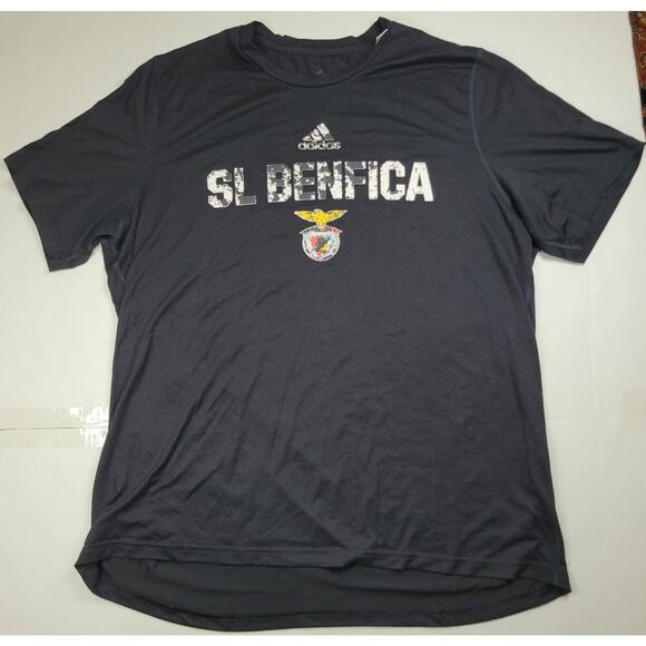 VTG Y2K SL Benfica Adidas Futbol FC Football Sportswear T-shirt XL Distressed - Picture 1 of 6